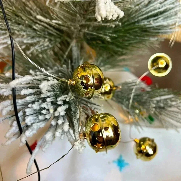 Gold Bell String Lights Battery-Operated Fairy Lights Christmas tree decor - Picture 1 of 7